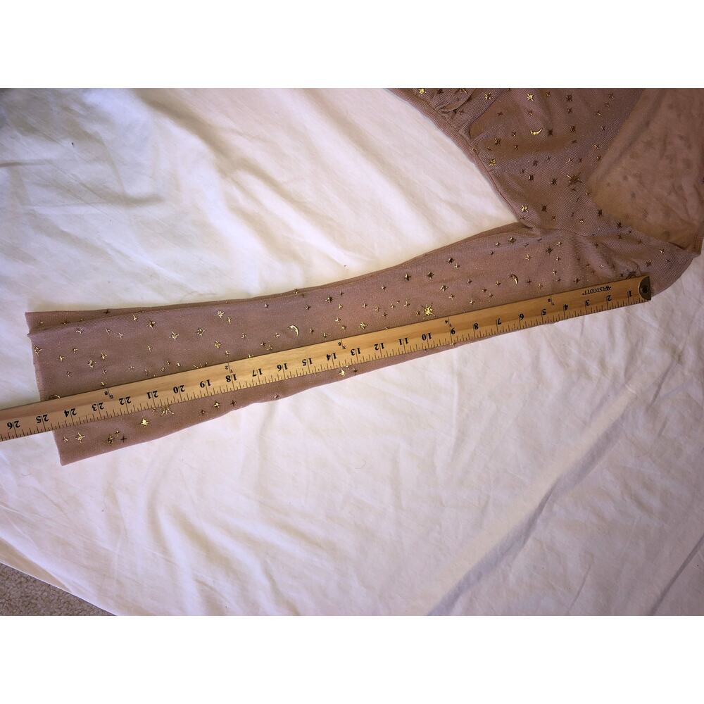 Celestial Fairy Top size S Moon Sun Stars Pink Gold Mesh Mystical Cosmic Whimsy - Picture 7 of 8